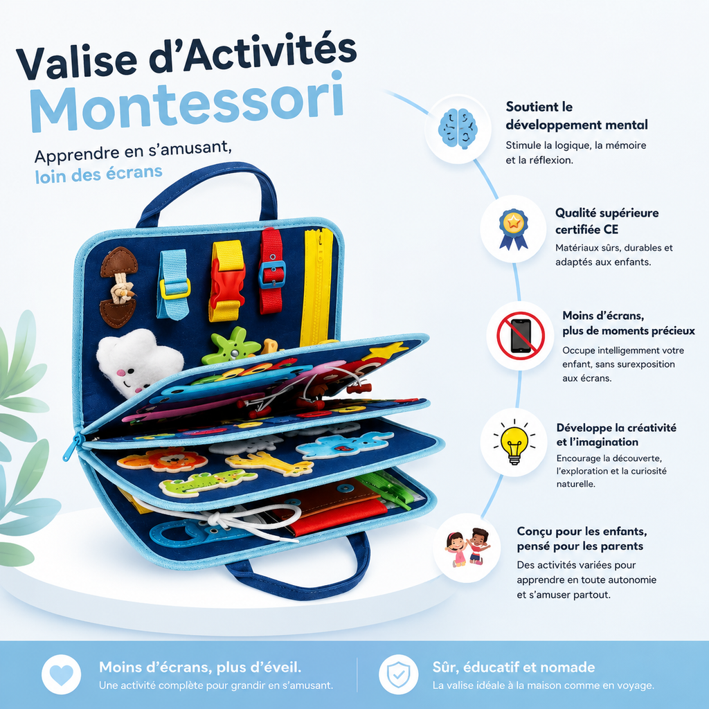 Valise d'Activités Montessori – Réduit le Temps d'Écran