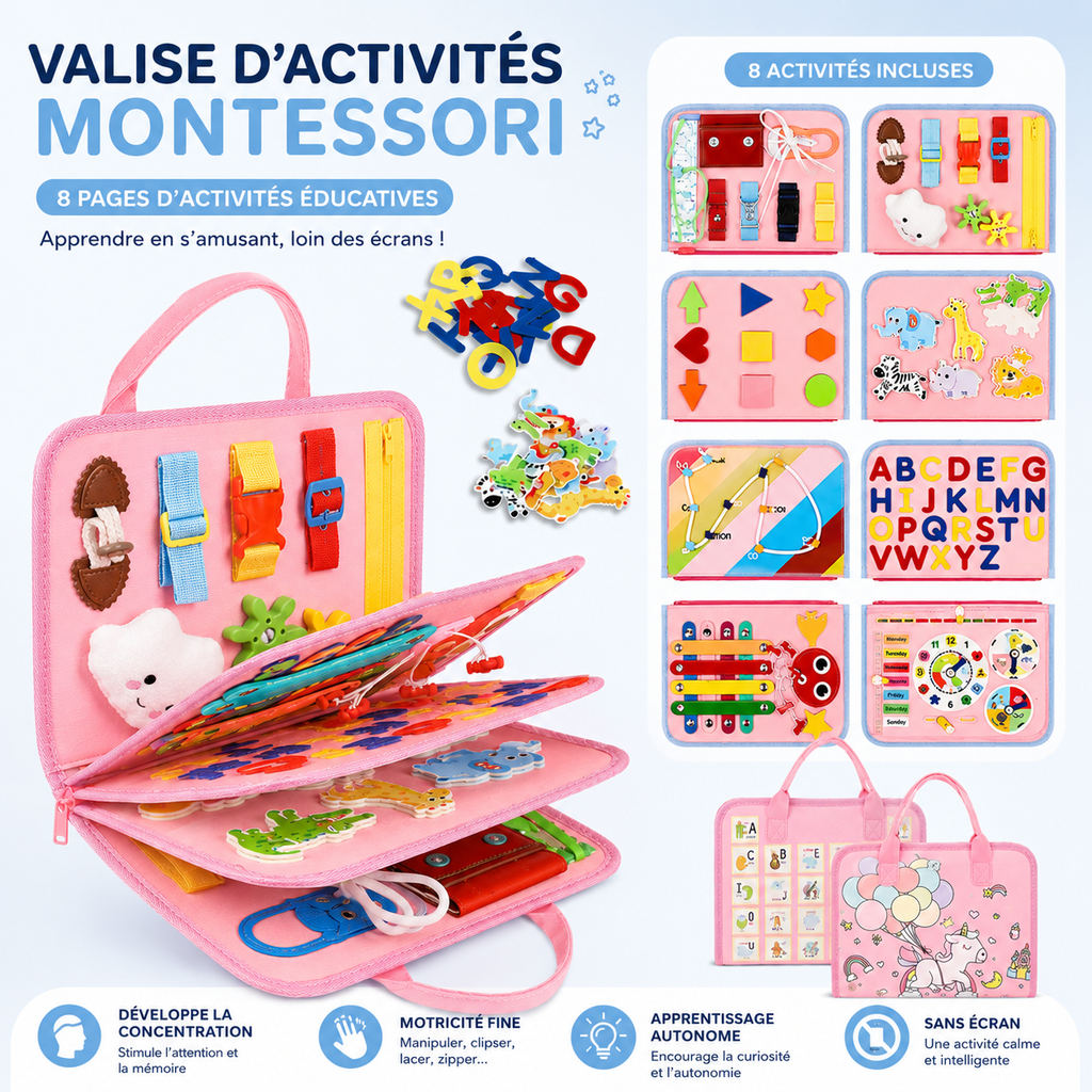 Valise d'Activités Montessori – Réduit le Temps d'Écran