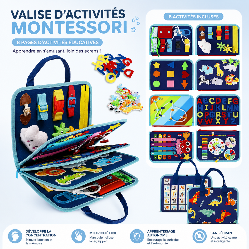 Valise d'Activités Montessori – Réduit le Temps d'Écran
