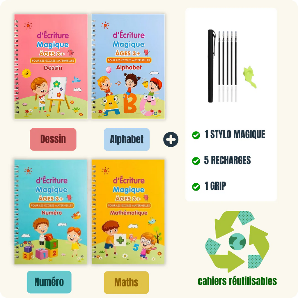 Cahiers Magiques Réutilisables – Apprendre à écrire dès 3 ans